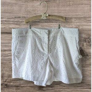 Saint Tropez West Shorts White Eyelet Mid Rise Sz 10 Preppy Beach Nautical Golf